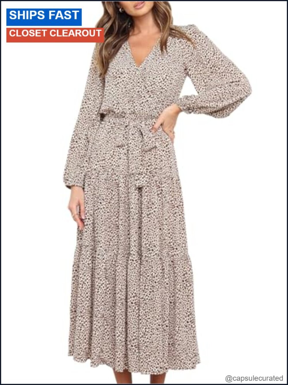 PRETTYGARDEN Womens Long Sleeve Floral Wrap Maxi Dress Tiered Ruffle